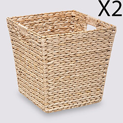 Pegane Lot de 2 boites de rangement, paniers de rangement en bois coloris naturel - Longueur 31 x Profondeur 31 x Hauteur 31 cm