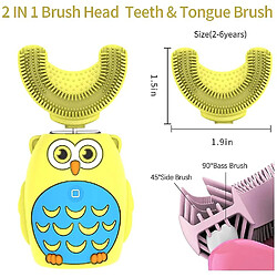 Avis Universal Brosse à dents électrique pour enfants, minuterie intelligente, tête de brosse à ultrasons 2 en 1U et brosse à langue (jaune)