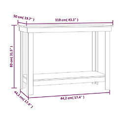 vidaXL Banc de travail 110x50x80 cm Bois de pin massif pas cher