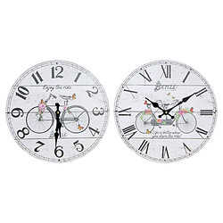 Horloge Murale DKD Home Decor Bicyclette Bois MDF (2 pcs) (34 x 4 x 34 cm)