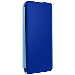 Avizar Housse Samsung Galaxy S21 Clapet translucide Design Miroir Support Vidéo Bleu