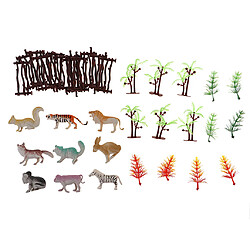 36 Pièces Modèle Zoo Animal Vie Sauvage Arbre Animal Figurine Pour Enfant