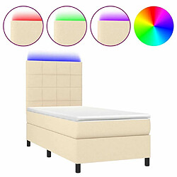 Sommier à lattes,Cadre à lattes de lit et matelas et LED pour Adulte Crème 90x200 cm Tissu -MN20999