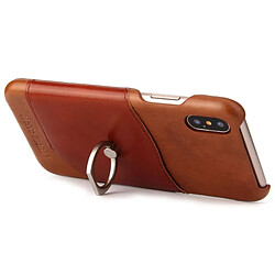 Wewoo Coque marron pour iPhone X Couleur Correspondant En Cuir Véritable Couverture Arrière Cas Avec 360 Degrés Rotation Titulaire & Fente Fierre Shann Carte