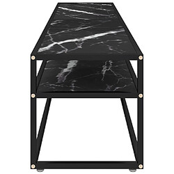 Avis vidaXL Meuble TV marbre noir 180x40x40,5 cm verre trempé