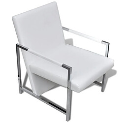 Acheter Helloshop26 Fauteuil chaise siège lounge design club sofa salon avec pieds chromés synthétique blanc 1102047/3