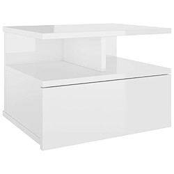 vidaXL Table de chevet flottante Blanc brillant Bois d'ingénierie