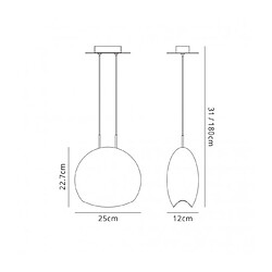 Luminaire Center Suspension Lens Chrome poli 1 ampoule 31cm