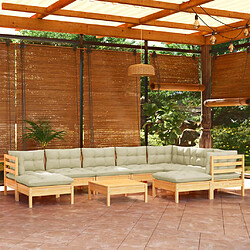 Maison Chic Salon de jardin 10 pcs + coussins - Mobilier/Meubles de jardin - Table et chaises d'extérieur crème Bois de pin solide -MN98334