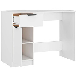 Helloshop26 Bureau table poste de travail meuble d'ordinateur informatique étude 100 x 50 x 75 cm bois d'ingénierie blanc 02_0023497