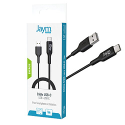 Jaym Câble de Charge et Synchronisation de donnée USB vers Type-C 2,4A 1M Noir pas cher