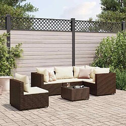 vidaXL Salon de jardin 6 pcs avec coussins Marron Résine tressée