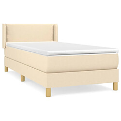 vidaXL Sommier à lattes de lit avec matelas Crème 90x200 cm Tissu