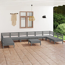 Maison Chic Salon de jardin 11 pcs - Table et chaises d'extérieur - Mobilier/Meubles de jardin Moderne Gris Bois de pin massif -MN35966