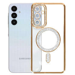 Avizar Coque Diamant pour Samsung Galaxy A25 MagSafe Contour Strass Dorée