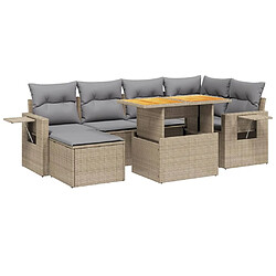 vidaXL Salon de jardin avec coussins 7 pcs beige résine tressée