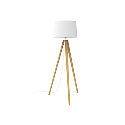 Aluminor Lampadaire salon Essence lampadaire 155 cm blanc et bois