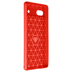 Coque Google Pixel 6a Souple Renforcée Effet Carbone et Métal Brossé MOFI Rouge