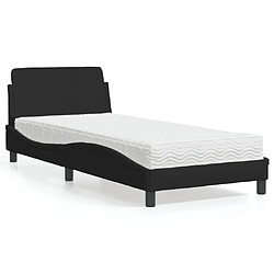 Vidaxl Lit avec matelas noir 90x190 cm tissu