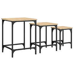 Maison Chic Lot de 3 Tables basses gigognes pour salon | Table à café chêne sonoma bois d'ingénierie -GKD98451