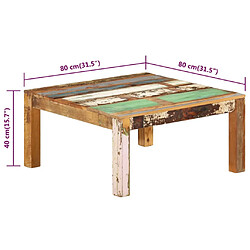 vidaXL Table basse 80x80x40 cm Bois de récupération massif pas cher