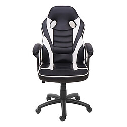 Avis Decoshop26 Fauteuil chaise de bureau gamer sur roulettes forme ergonomique pivotant hauteur réglable synthétique noir/blanc 04_0001840