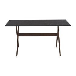 Acheter Vente-Unique Table à manger 6 personnes en MDF et hêtre - Anthracite et naturel foncé - SERANI