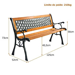 Acheter Helloshop26 Banc de jardin avec bandes en bois pieds en fer dossier ergonomique et accoudoirs incurvés pour parc cour charge max 208 kg 20_0005568