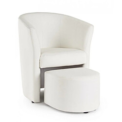 Webmarketpoint Fauteuil en similicuir avec pouf amovible Blanc RITA 64,5x 59,5x h78 cm