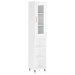 vidaXL Buffet haut Blanc brillant 34,5x34x180 cm Bois d'ingénierie