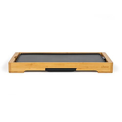 Acheter Livoo Plancha ARMATURE BOIS 2200W double zones lisse et rainurée avec Revêtement antiadhésif et bac récupérateur de jus-cuisson 50 x 24,5