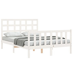 Avis Maison Chic Lit adulte - Cadre Structure de lit avec tête de lit Contemporain blanc 140x200 cm bois massif -MN79206