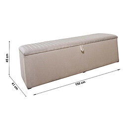 Avis Vivenla Banc bout de lit coffre avec rangement coloris beige design en velours L. 150 x P. 41 x H. 45 cm collection DELHI