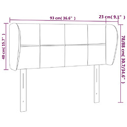 vidaXL Tête de lit avec oreilles Noir 93x23x78/88 cm Velours pas cher