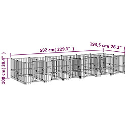 vidaXL Chenil d'extérieur pour chiens Acier 11,26 m² pas cher