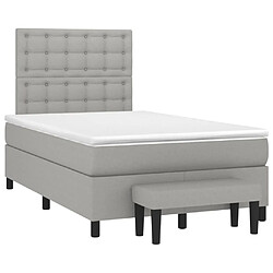 Maison Chic Lit adulte- Lit + matelas,Sommier à lattes de lit et matelas gris clair 120x190 cm tissu -GKD18102