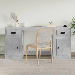 Maison Chic Bureau avec armoire de rangement,Table de travail,Table d'étude gris béton bois d'ingénierie -GKD64582