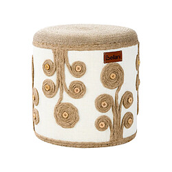 Beliani Pouf DIMAN Blanc Jute 40 cm 40 cm