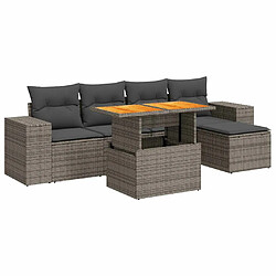 vidaXL Salon de jardin 6 pcs avec coussins gris résine tressée