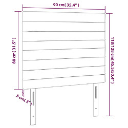 vidaXL Tête de lit à LED Bleu foncé 90x5x118/128 cm Velours pas cher