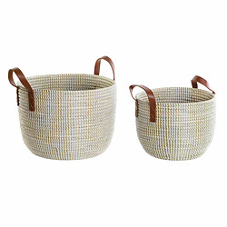 Set de basket DKD Home Decor Naturel Marron Clair Polyuréthane Herbier marin 41 x 41 x 29 cm