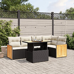 vidaXL Salon de jardin 6 pcs avec coussins noir résine tressée