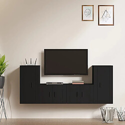 vidaXL Ensemble de meubles TV 4 pcs Noir Bois d'ingénierie