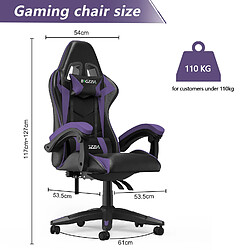 Acheter RATTANTREE Chaise de Gaming, fauteuil gaming, avec Lombaire&Appui-Tête Appui, chaise gamer, Ergonomique PU Cuir Chaise Bureau, fauteuil gamer, chaise bureau gaming, Dossier Inclinable à 155, Noir Violet