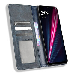 Etui en PU texture rétro, absorption magnétique avec support pour votre T-Mobile REVVL 6 5G - bleu