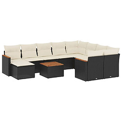 Maison Chic Salon de jardin 11 pcs avec coussins, Ensemble Tables et chaises d'extérieur noir résine tressée -GKD766026