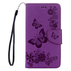 Wewoo Housse Étui Violet pour LG Stylo 2 / LS775 Papillons Gaufrage Horizontal en cuir Flip avec support et Slots de cartes Portefeuille & Longe