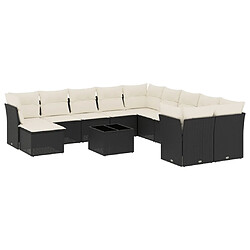 Maison Chic Salon de jardin 12 pcs avec coussins | Ensemble de Table et chaises | Mobilier d'Extérieur noir résine tressée -GKD54593