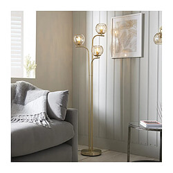 Endon Lampadaire Dimple Acier,verre Plaque Laiton en satin,verre lustre de champagne 1 ampoule 162cm