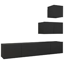 vidaXL Ensemble de meuble TV 4 pcs Noir Bois d'ingénierie